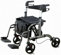 Deambulatore in alluminio a 4 ruote con poggiapiedi