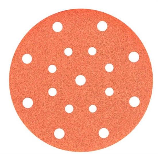 DISCO ABRASIVO ARANCIO CERAMICA SU CARTA 15 FORI 150 mm gr 320